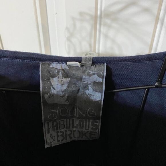 Young Fabulous Broke Strapless Navy to Black Ombré Ruched Dress, Sz Sm - Picture 3 of 11